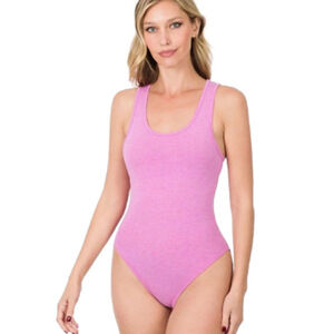 Zenana Bodysuit Women's Small Sleeveless Fuchsia Pink